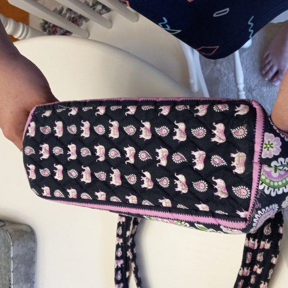 RETIRED Vera Bradley Tote Purse black and pink with elephant print - Picture 6 of 11